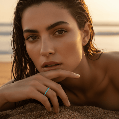 Sunlit Reef Turquoise Gold Silver Eternity Ring