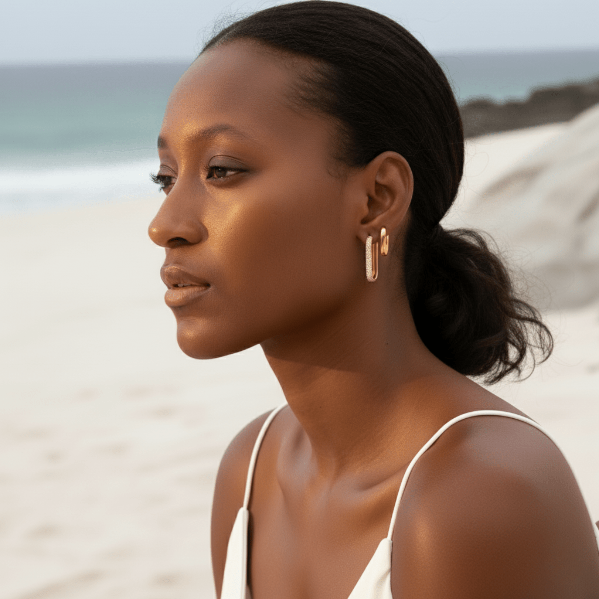 Sculpted Sea Edge Gold Hoop Duo Earrings