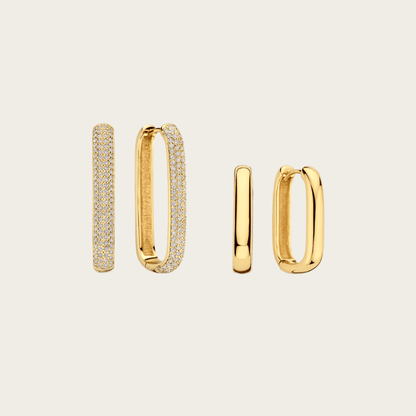 Sculpted Sea Edge Gold Hoop Duo Earrings