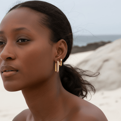 Sculpted Sea Edge Gold Hoop Duo Earrings