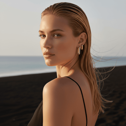 Sculpted Sea Edge Gold Hoop Duo Earrings