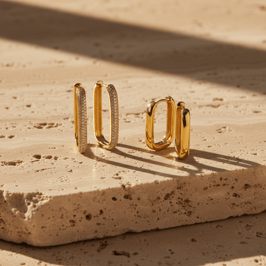 Sculpted Sea Edge Gold Hoop Duo Earrings