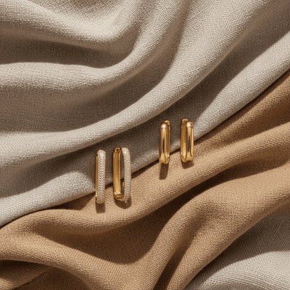 Sculpted Sea Edge Gold Hoop Duo Earrings