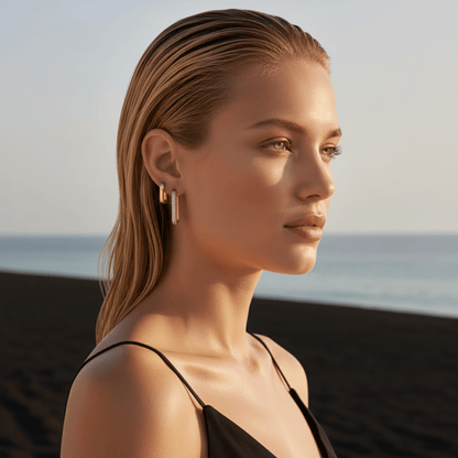 Sculpted Sea Edge Gold Hoop Duo Earrings