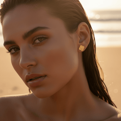 Sea Clover Gold Silver Stud Earrings