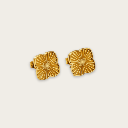Sea Clover Gold Silver Stud Earrings