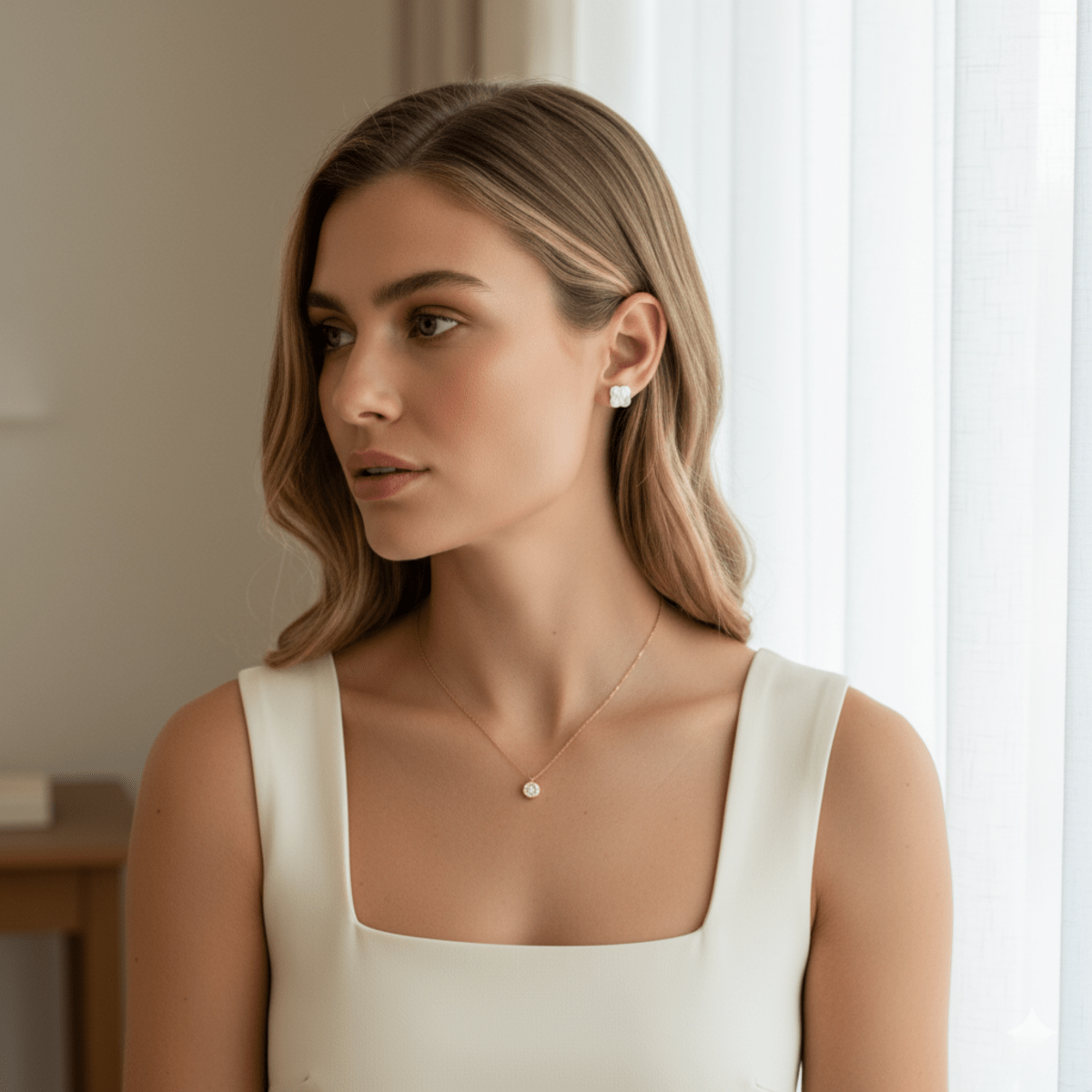 Sea Clover Gold Silver Stud Earrings