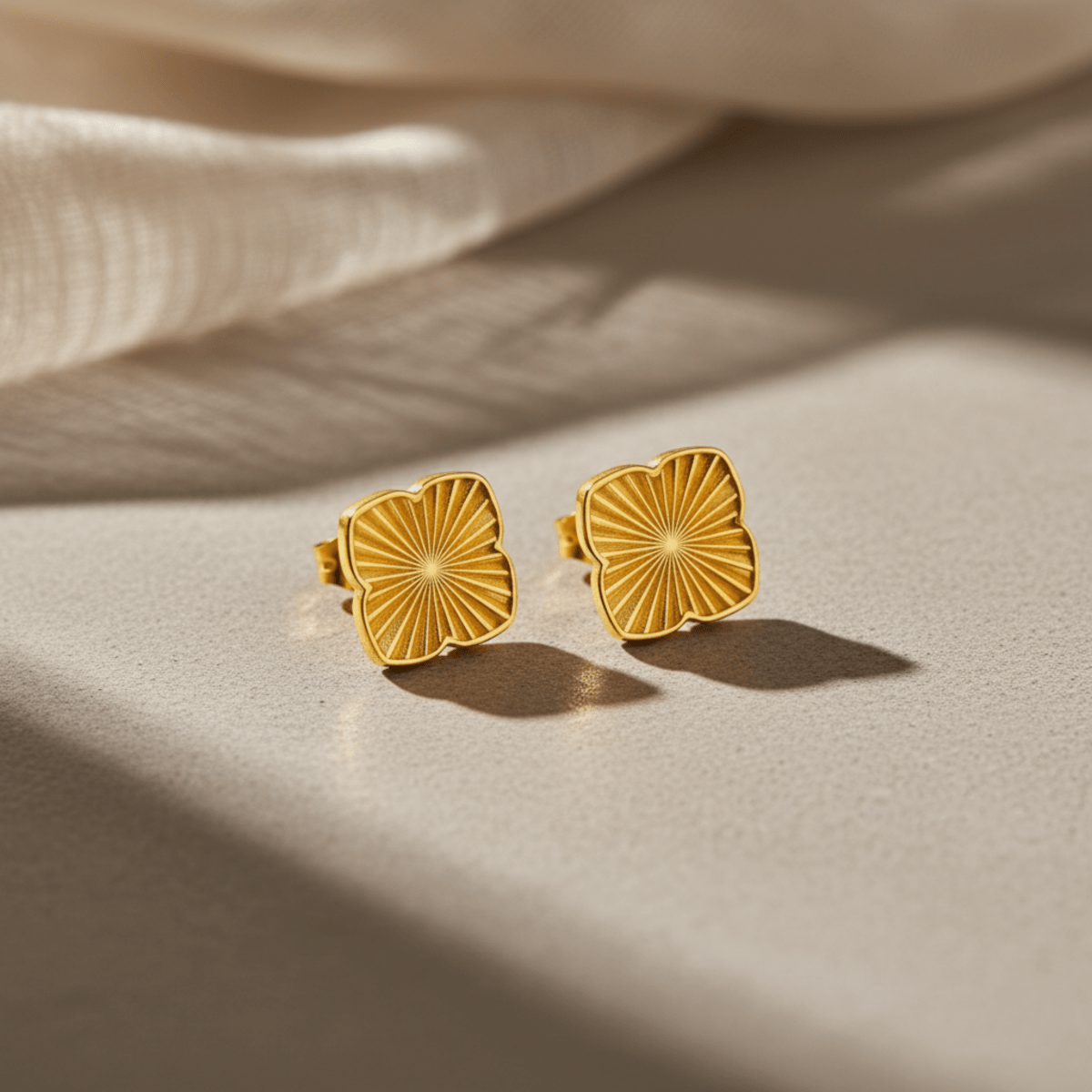 Sea Clover Gold Silver Stud Earrings