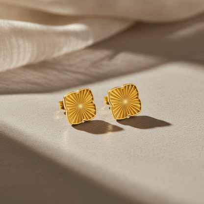 Sea Clover Gold Silver Stud Earrings