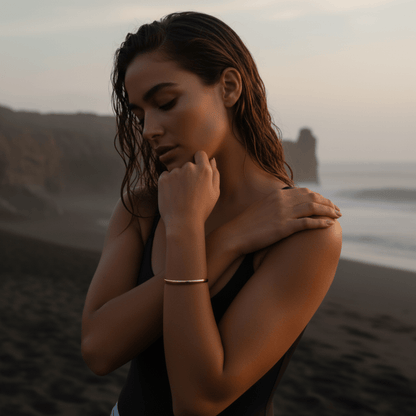 Sea-Worn Silver Gold Bangle Bracelet