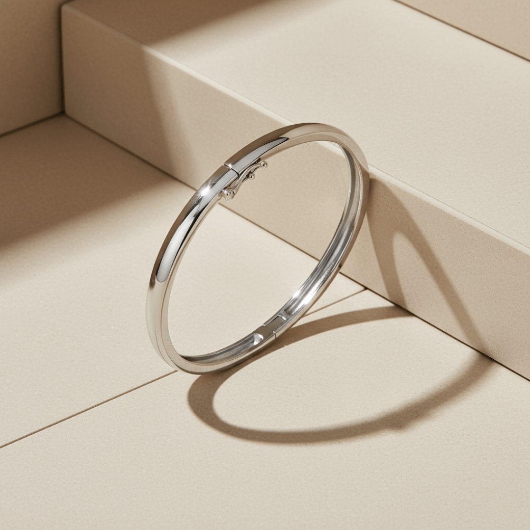 Sea-Worn Silver Gold Bangle Bracelet