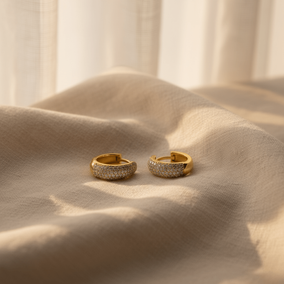 Sparkle Gold Medium Hoop Earrings