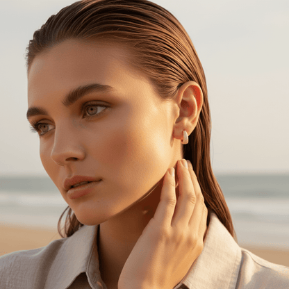 Sparkle Gold Medium Hoop Earrings