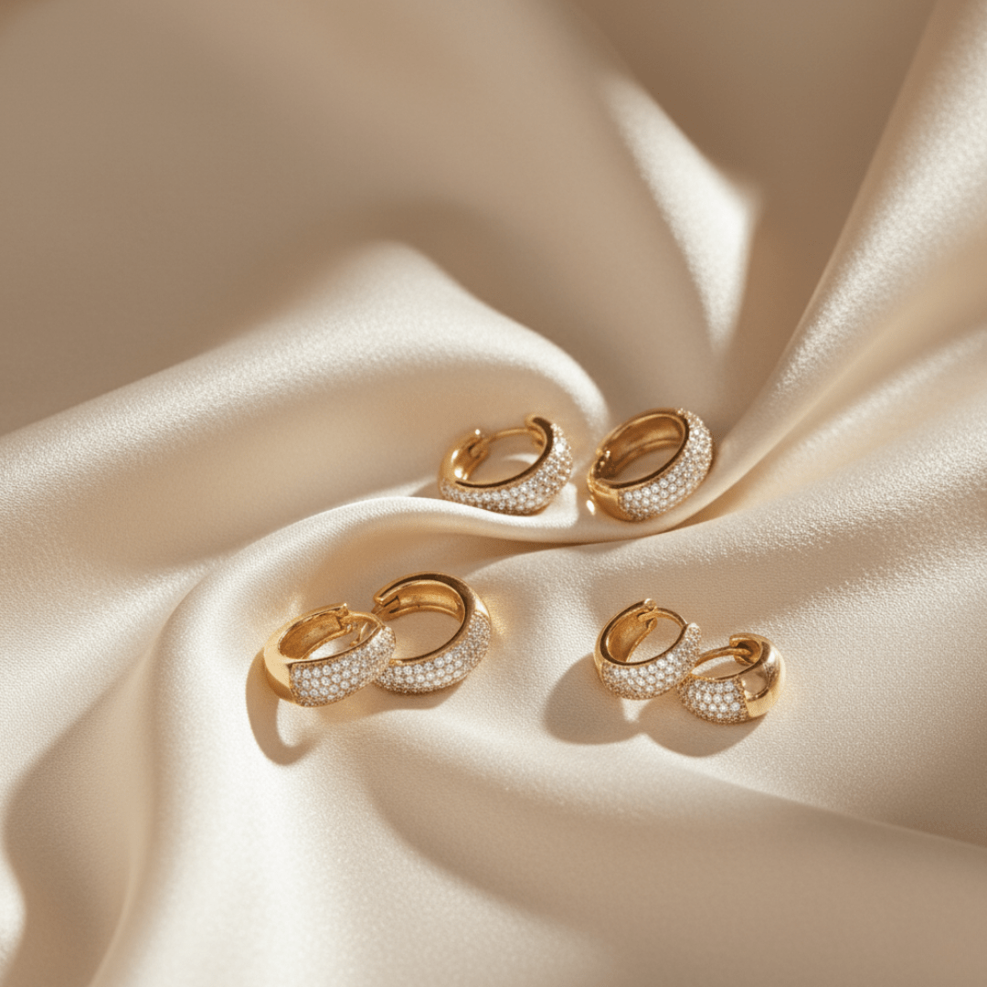 Sparkle Gold Medium Hoop Earrings