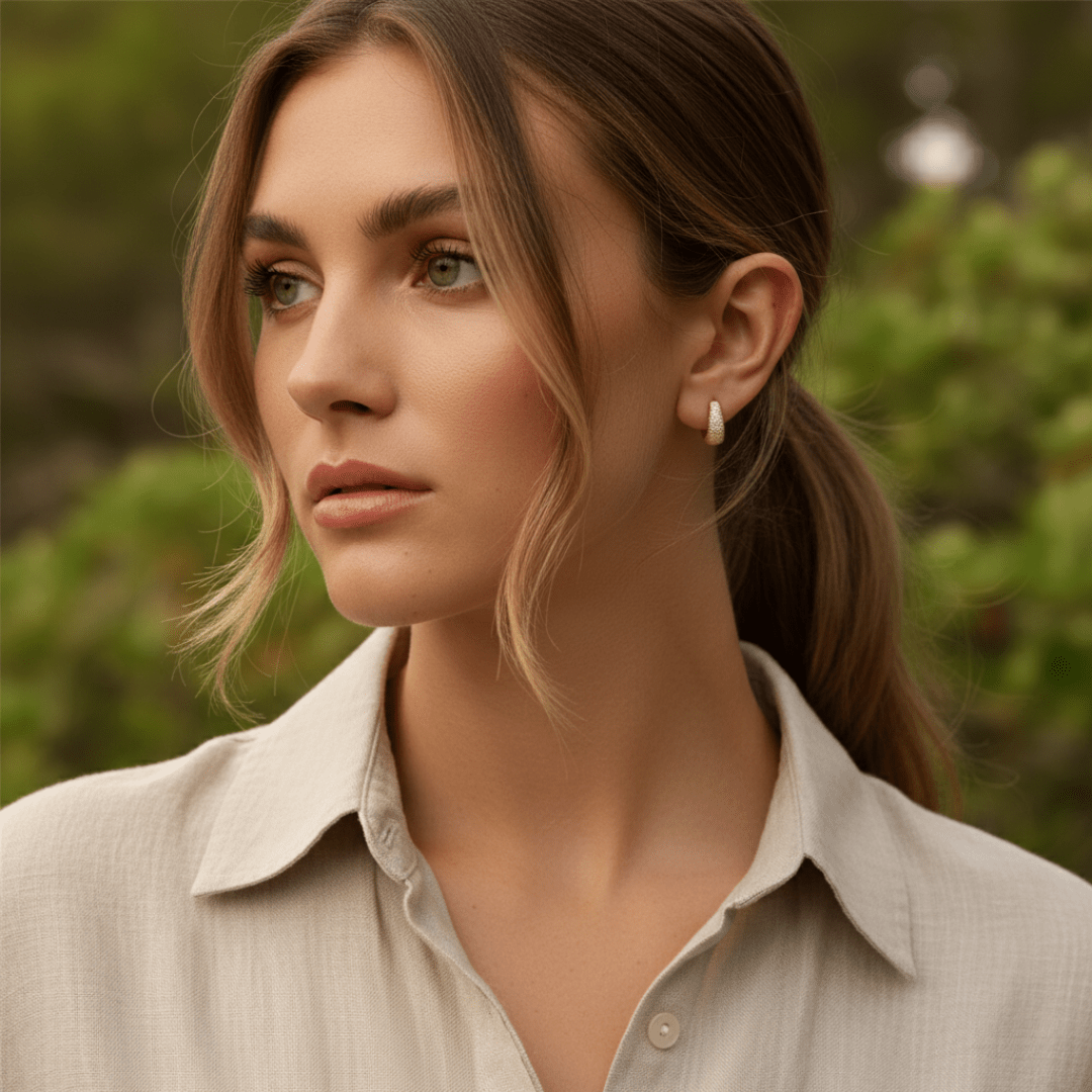 Sparkle Gold Medium Hoop Earrings