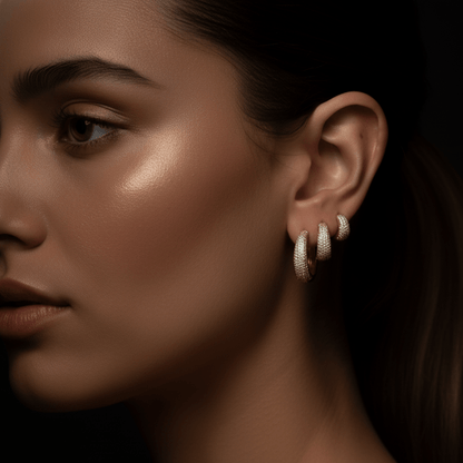 Sparkle Gold Medium Hoop Earrings