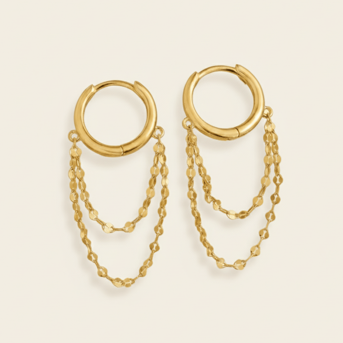 Tidal Cascade Gold Silver Chain Earrings