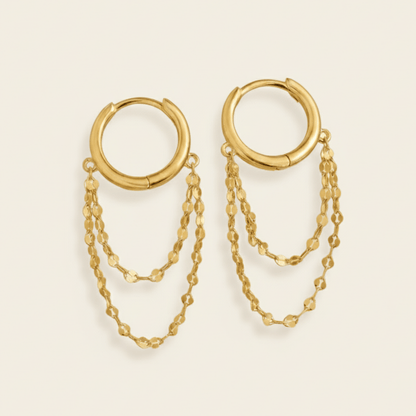 Tidal Cascade Gold Silver Chain Earrings