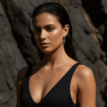 Tidal Cascade Gold Silver Chain Earrings