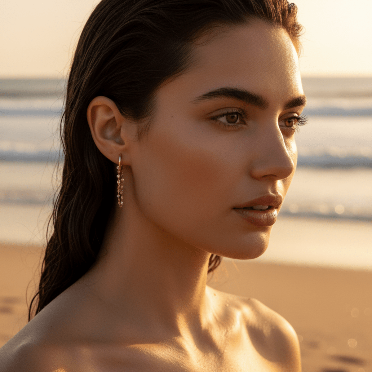Tidal Cascade Gold Silver Chain Earrings