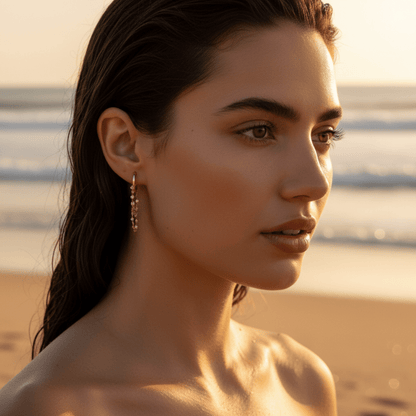 Tidal Cascade Gold Silver Chain Earrings