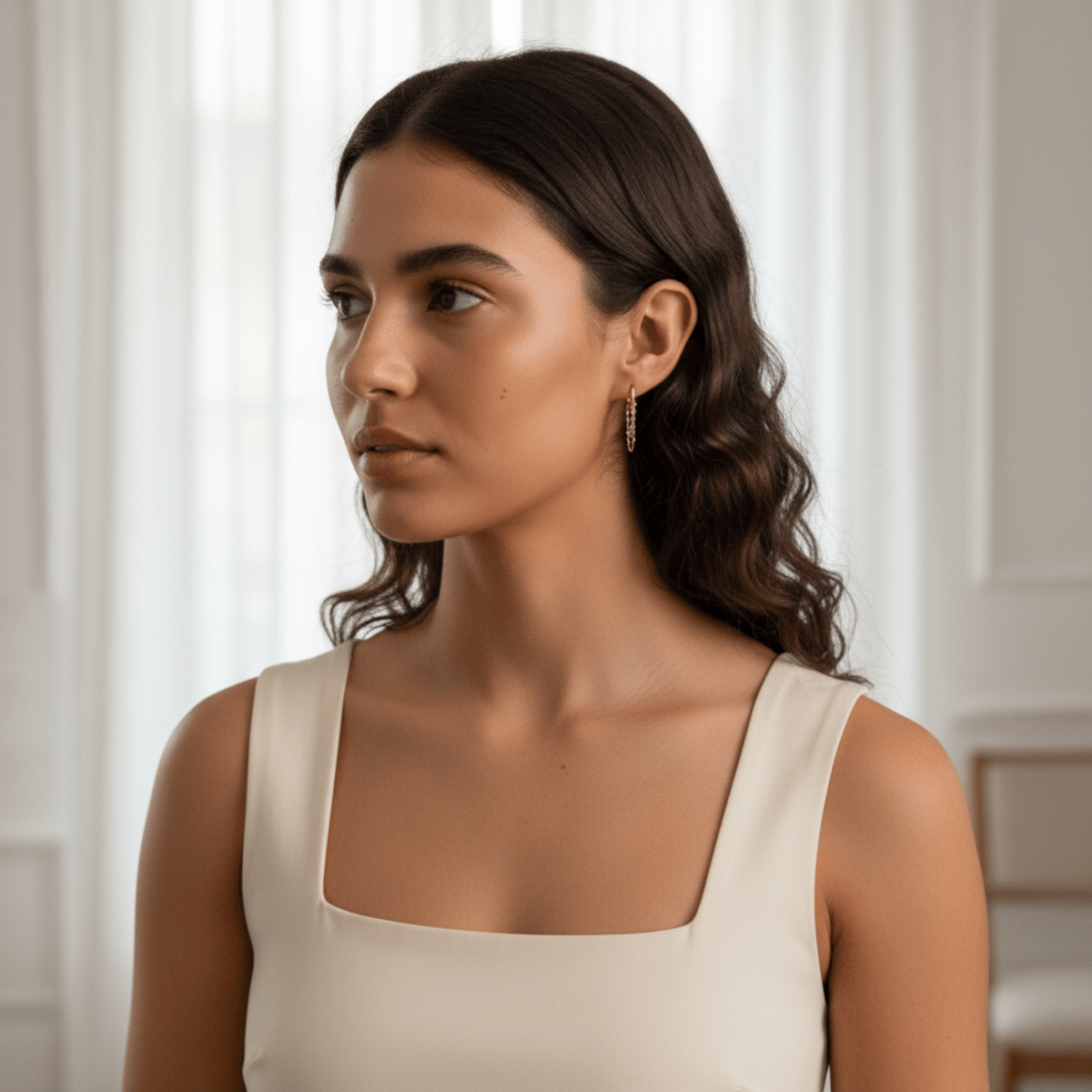 Tidal Cascade Gold Silver Chain Earrings