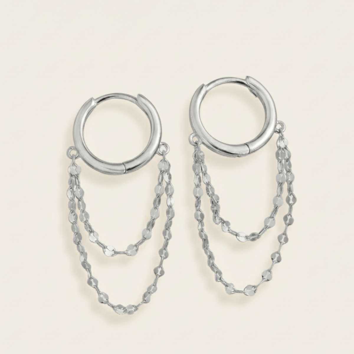 Tidal Cascade Gold Silver Chain Earrings