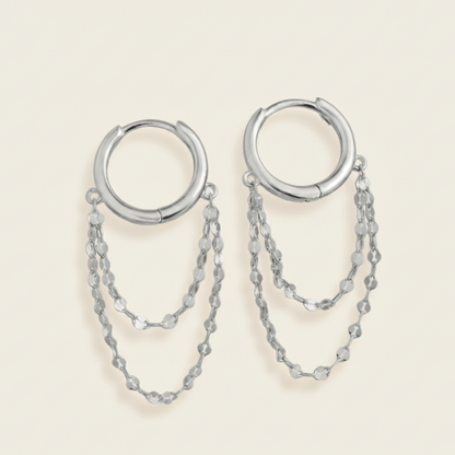 Tidal Cascade Gold Silver Chain Earrings