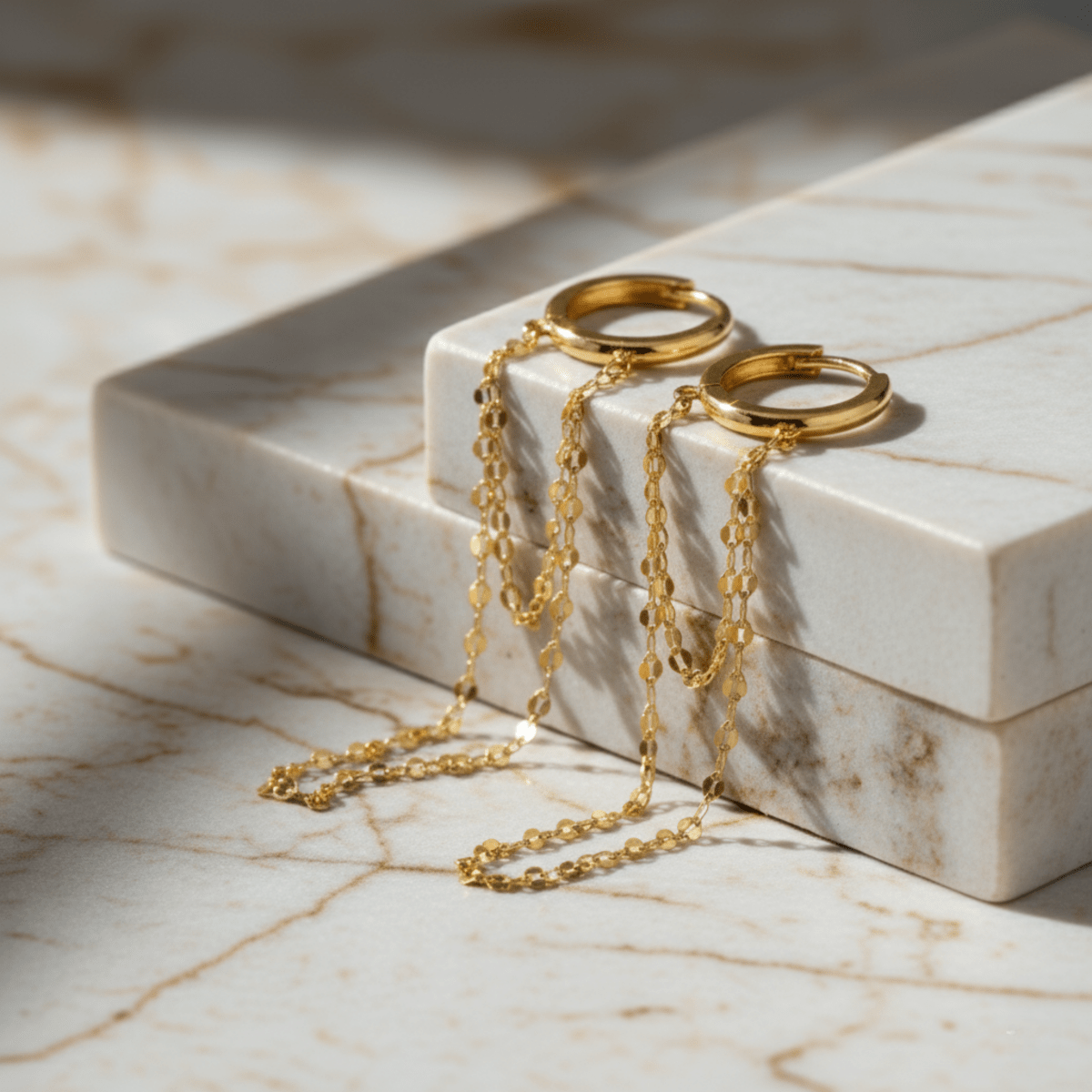 Tidal Cascade Gold Silver Chain Earrings