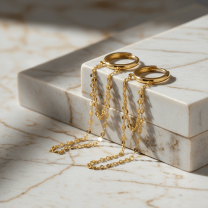 Tidal Cascade Gold Silver Chain Earrings