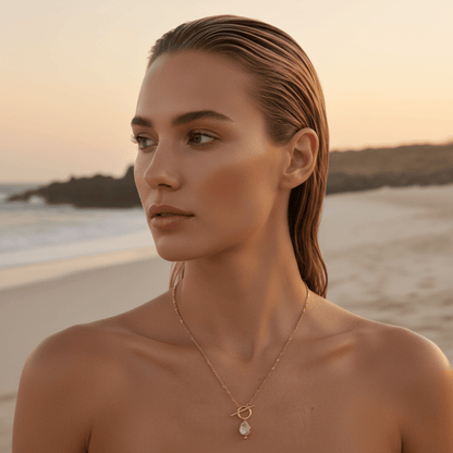 Shoreline Medallion Pendant Gold Necklace