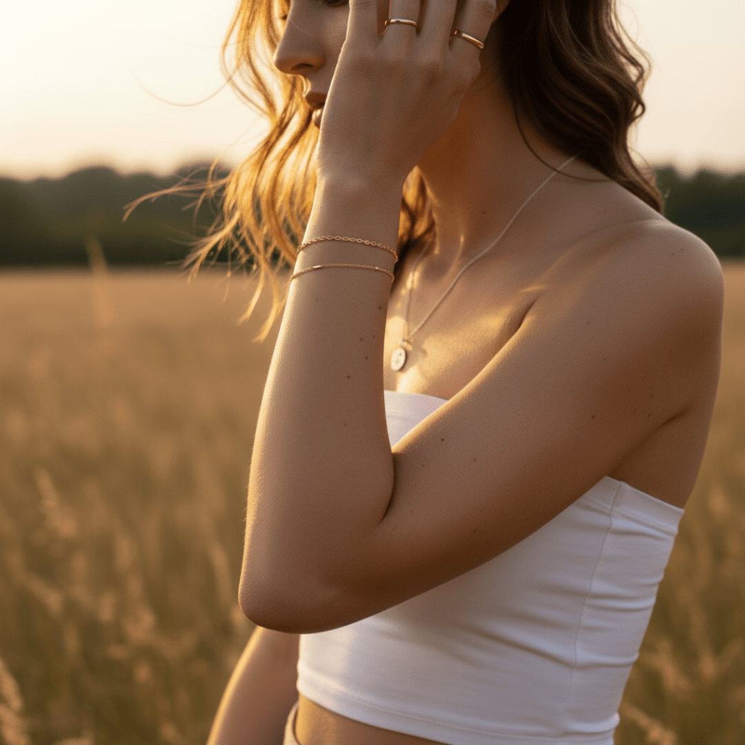 Shoreline Duo Minimalist Silver Gold Bracelet