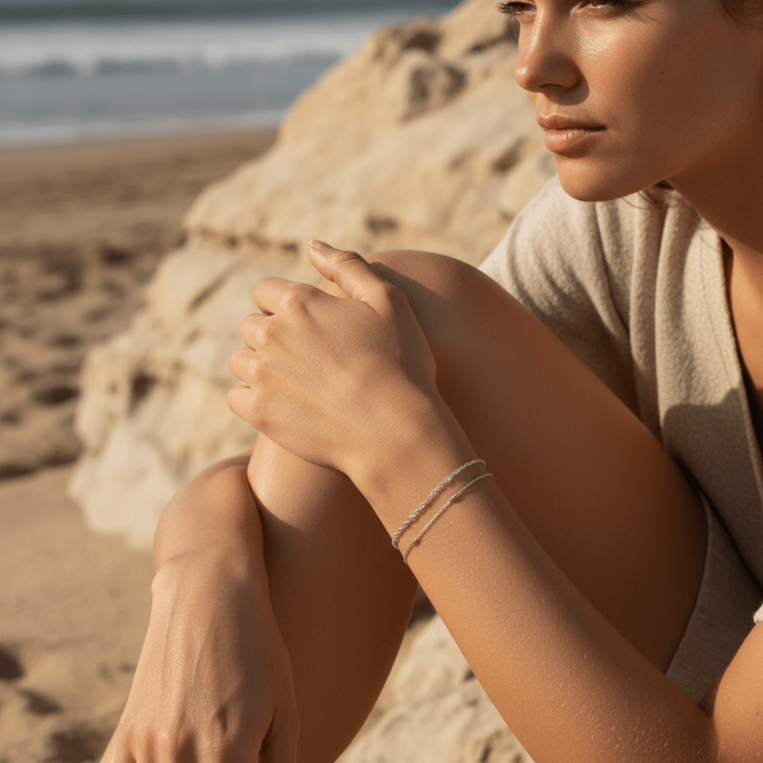 Shoreline Duo Minimalist Silver Gold Bracelet