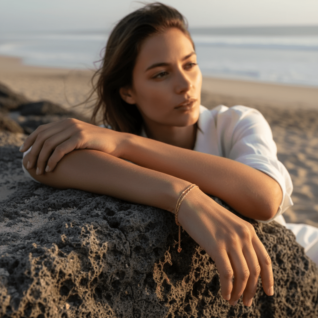 Shoreline Duo Minimalist Silver Gold Bracelet