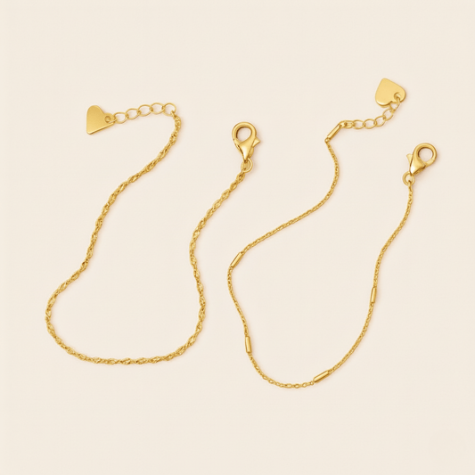 Shoreline Duo Minimalist Silver Gold Bracelet