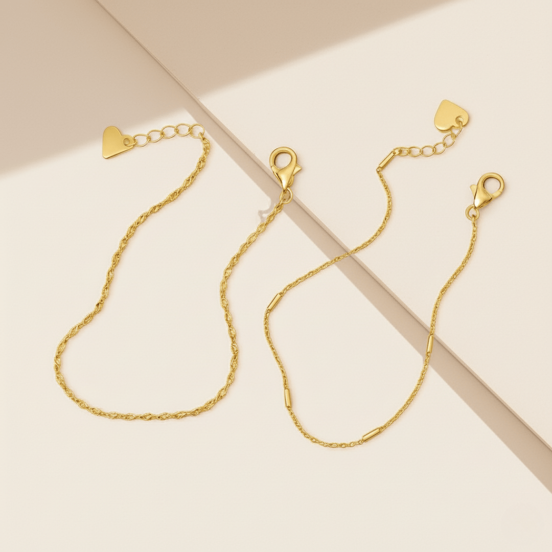 Shoreline Duo Minimalist Silver Gold Bracelet