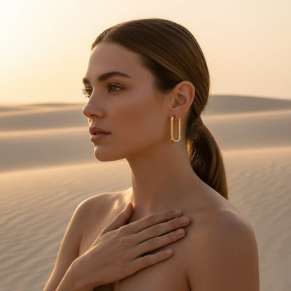 Solid Yellow Gold Small Hoop Earrings for Women - Elegant U Shaped Design