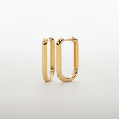 Solid Yellow Gold Small Hoop Earrings for Women - Elegant U Shaped Design