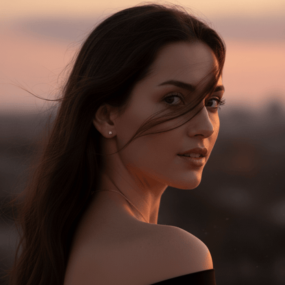 Solitaire Gold and Silver Stud Earrings