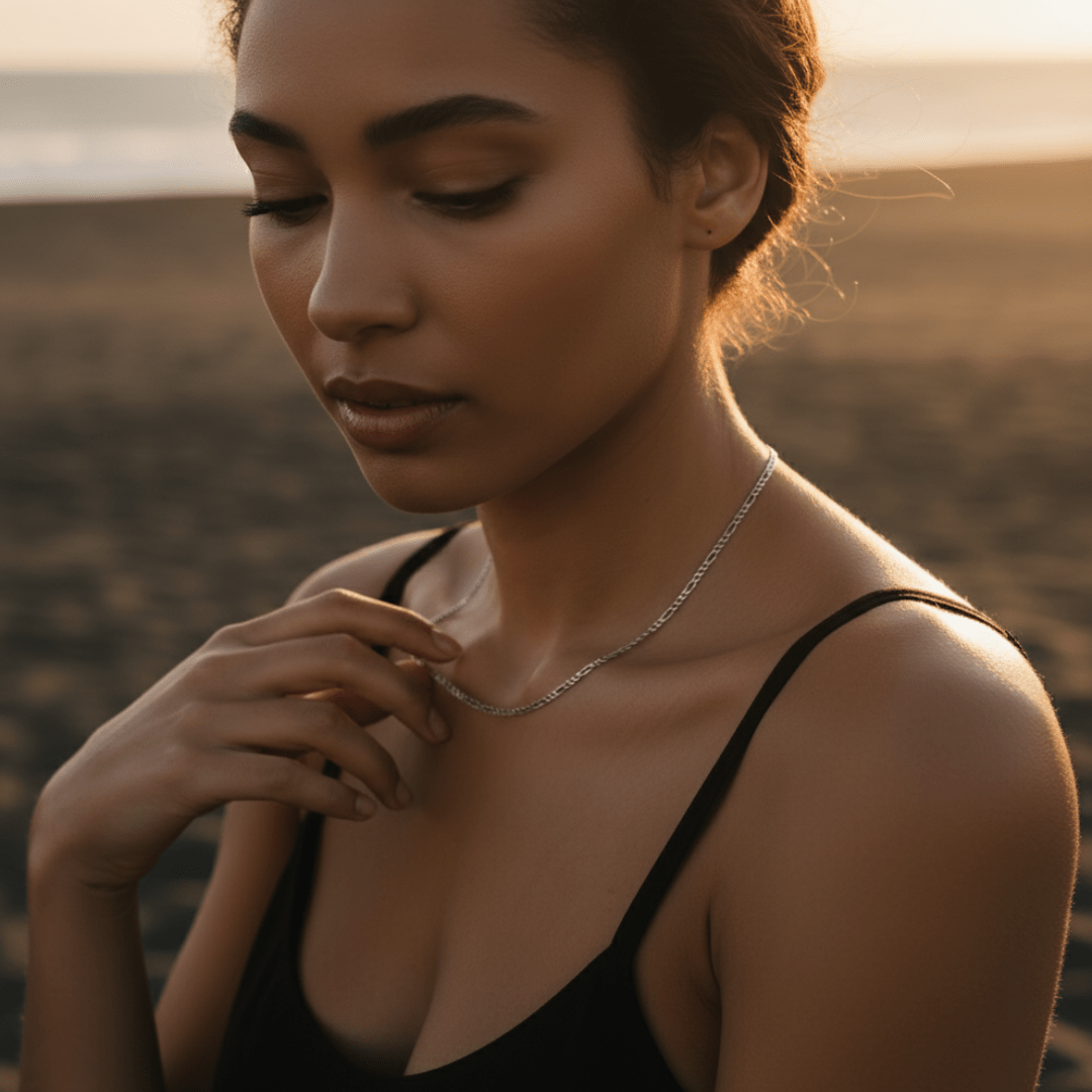 Sun-Drenched Gold Silver Chain Necklace