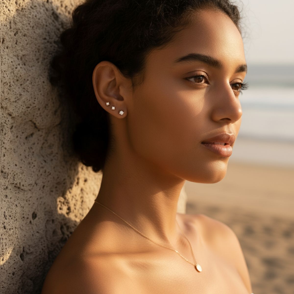 Sun-Kissed Diamond Stud Earrings