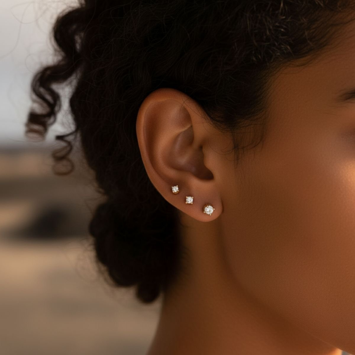 Sun-Kissed Diamond Stud Earrings