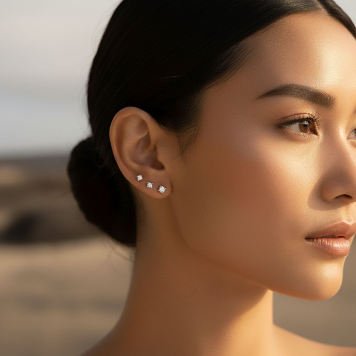 Sun-Kissed Diamond Stud Earrings