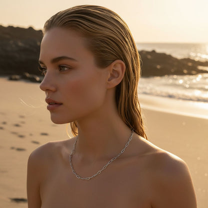 Sun-Washed Link Gold and Silver Necklace