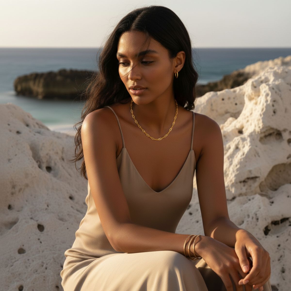 Sun-Washed Link Gold and Silver Necklace