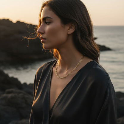 Sun-Washed Link Gold and Silver Necklace