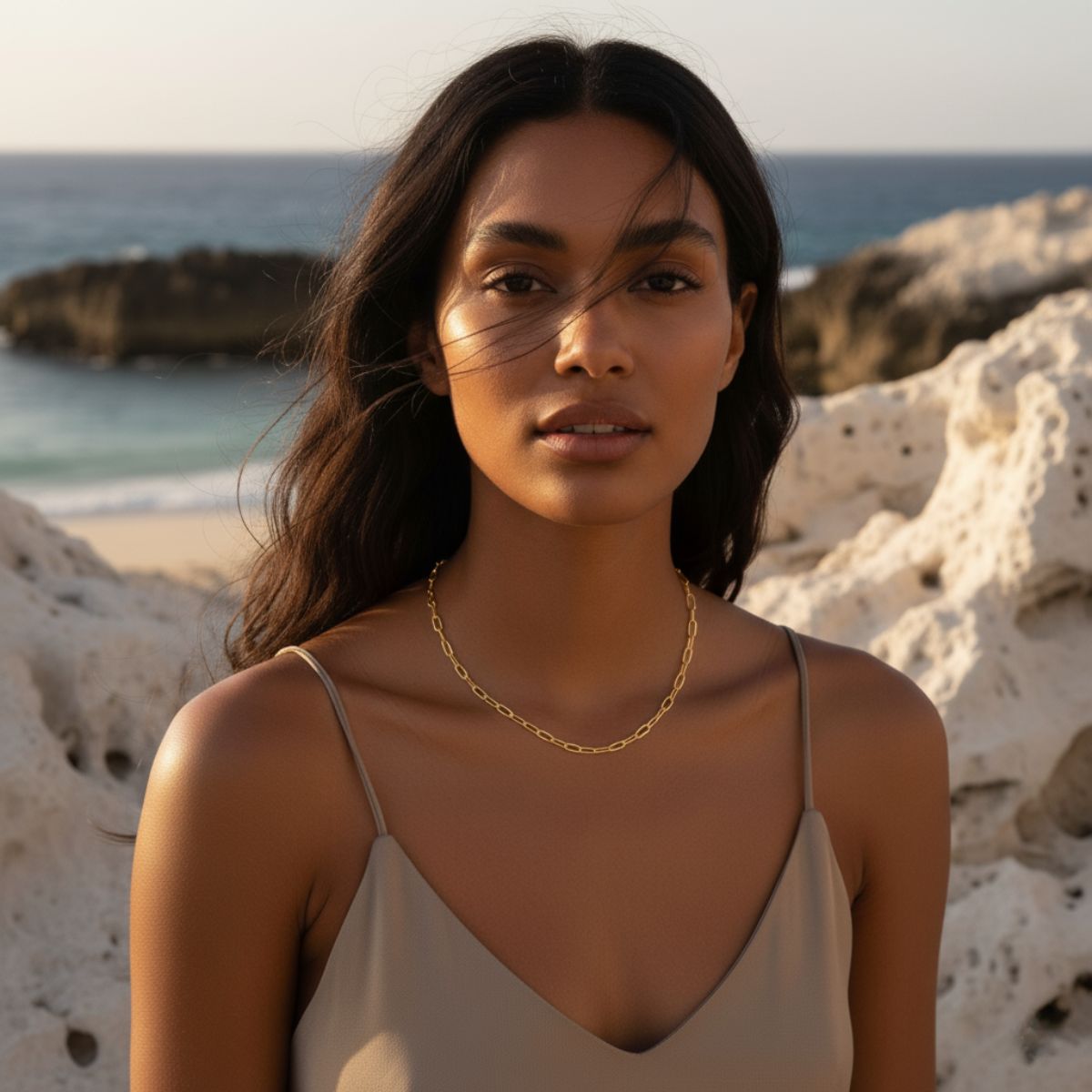 Sun-Washed Link Gold and Silver Necklace