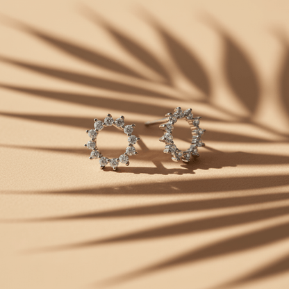 Sunburst Gold and Silver Stud Earrings