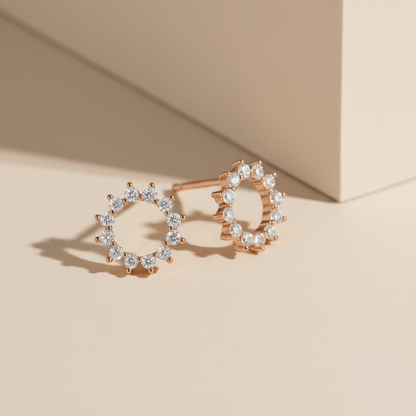 Sunburst Gold and Silver Stud Earrings