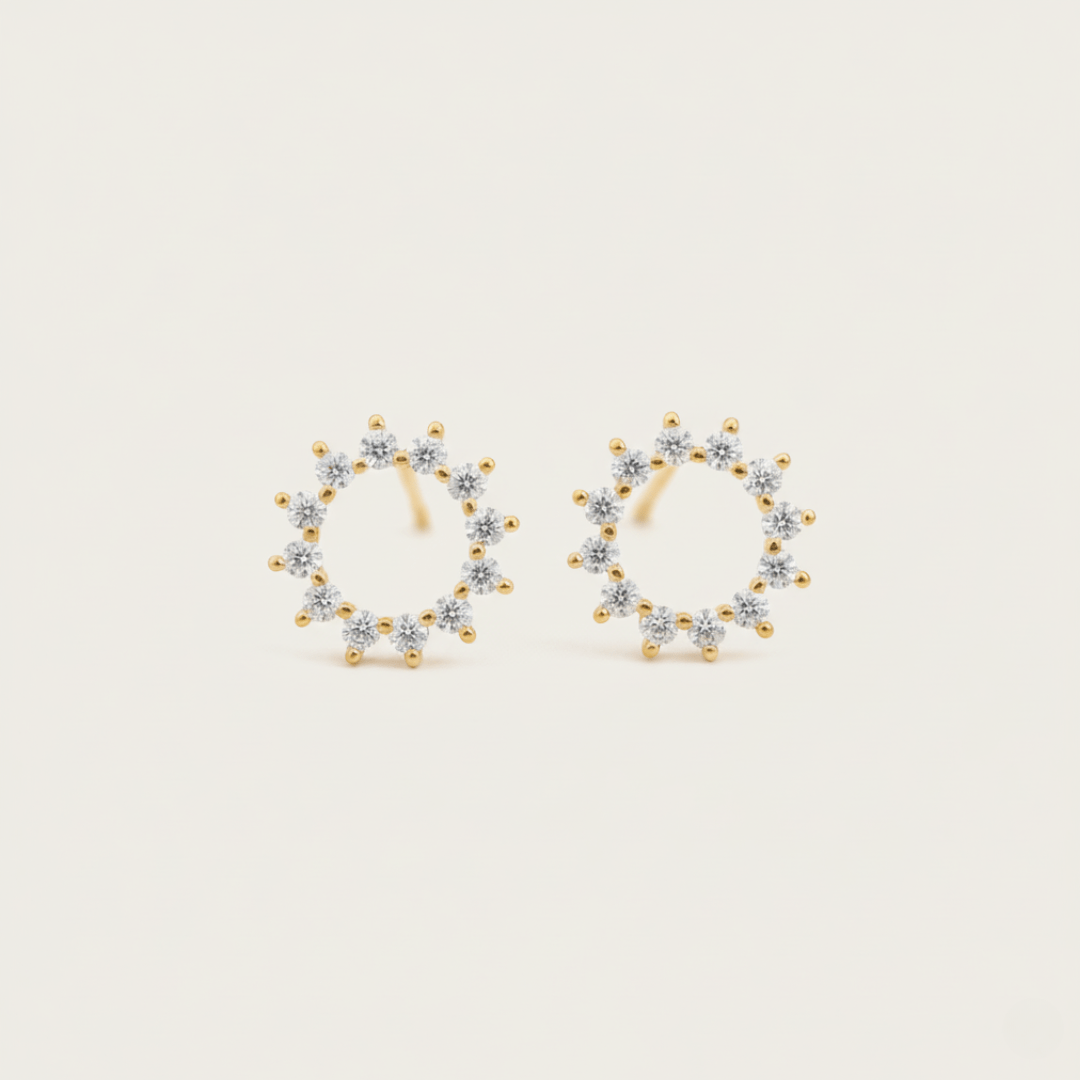 Sunburst Gold and Silver Stud Earrings
